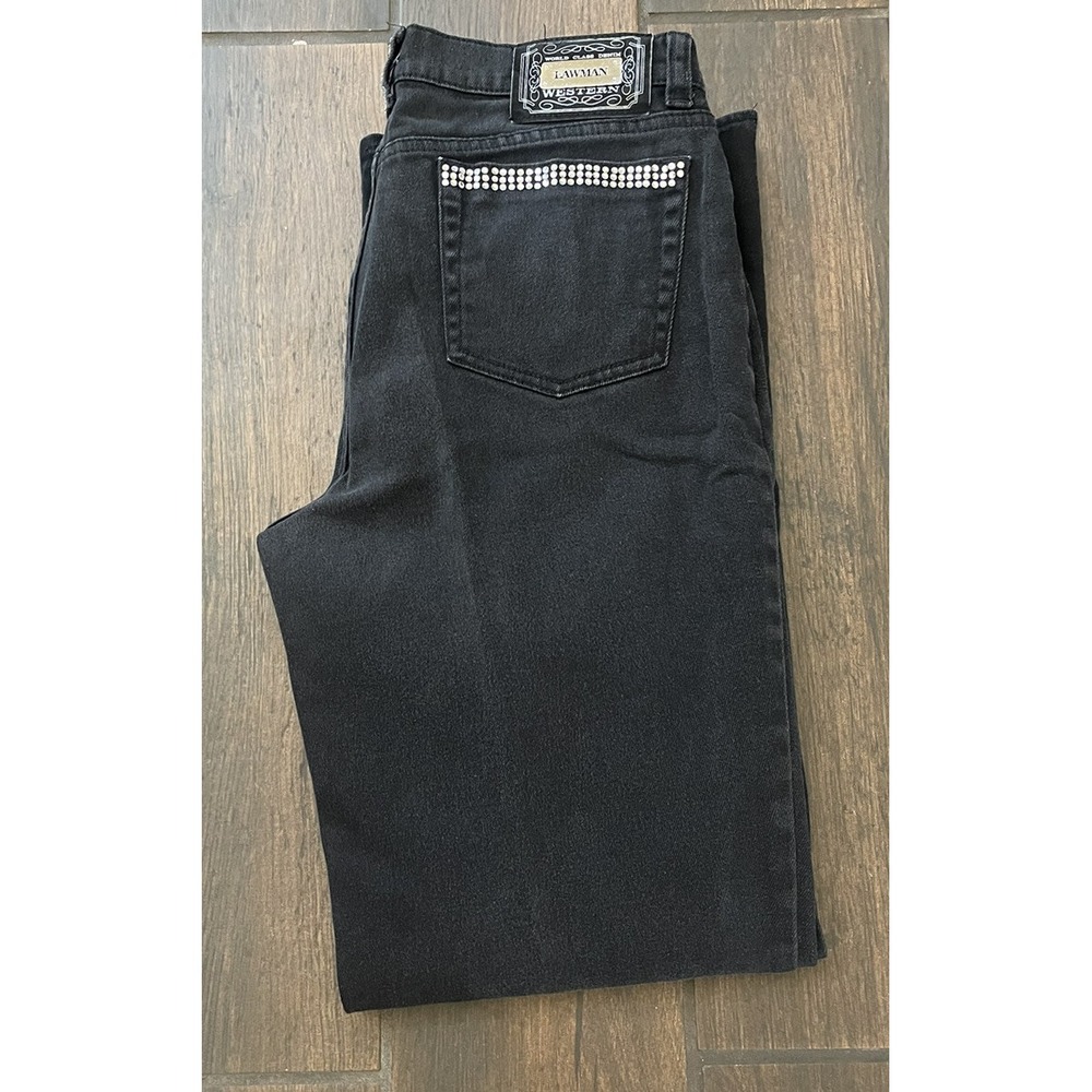 Vintage Lawman Western Jeans, Lots of  Rhinestone Bling Size 9 Fit 28X29.5
